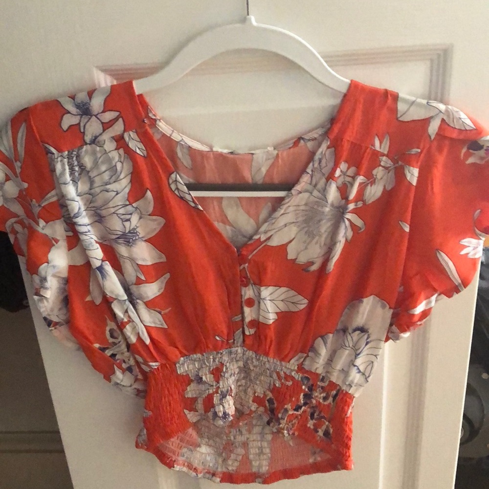 Orangle Floral LF Crop Shirt